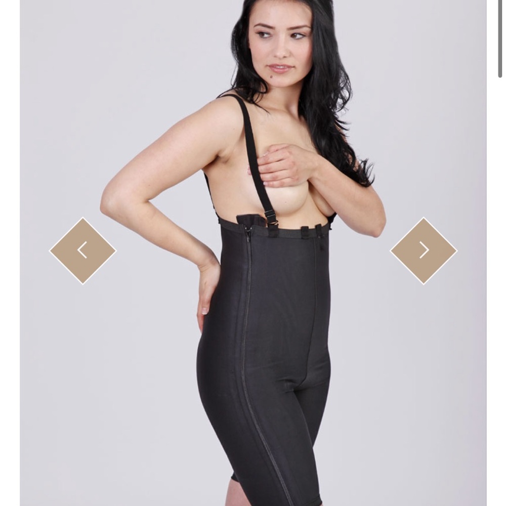 Sculptures Strapped Above the Knee Girdle Black Shapewear Bodysuit